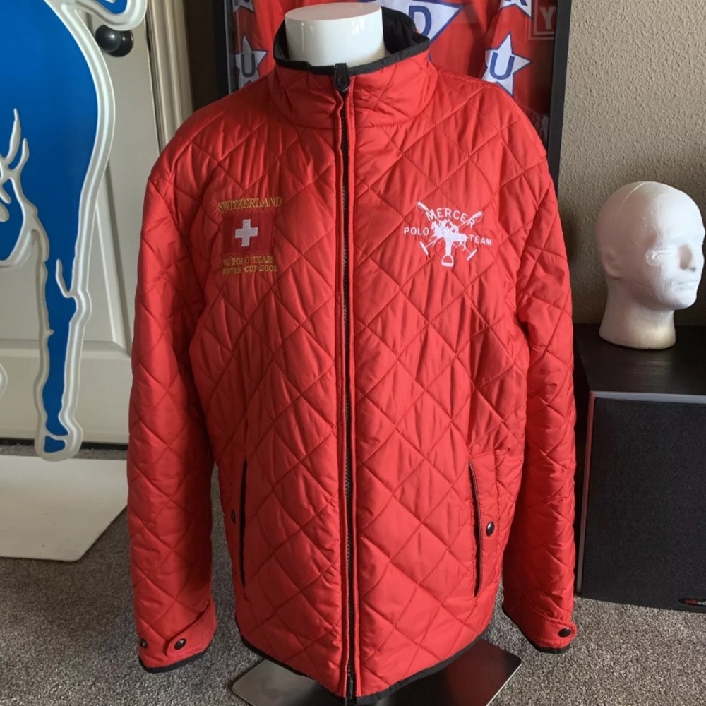 Polo Ralph Lauren Red Switzerland Winter Cup Crest RRL Rugby Vintage 1992 XL
